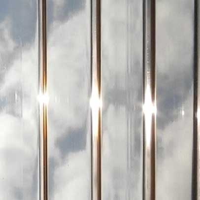 Bronze solid panel offers a warm look while reducing glare.