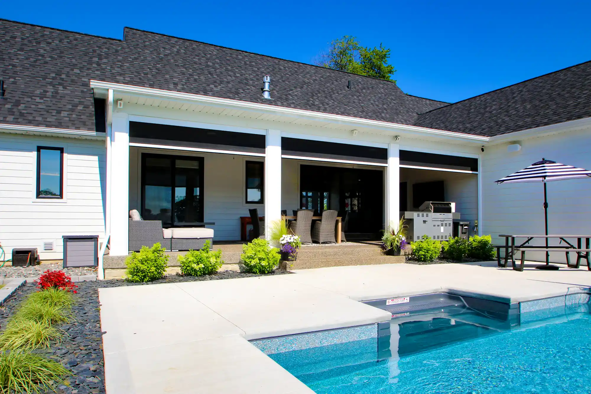 Backyard Pool with Retractable Screen System | Comfort & Privacy