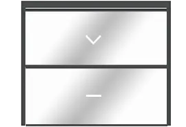 A white arrow inside a white square on a black background, illustrating Novasun Vertizo's innovative technology.